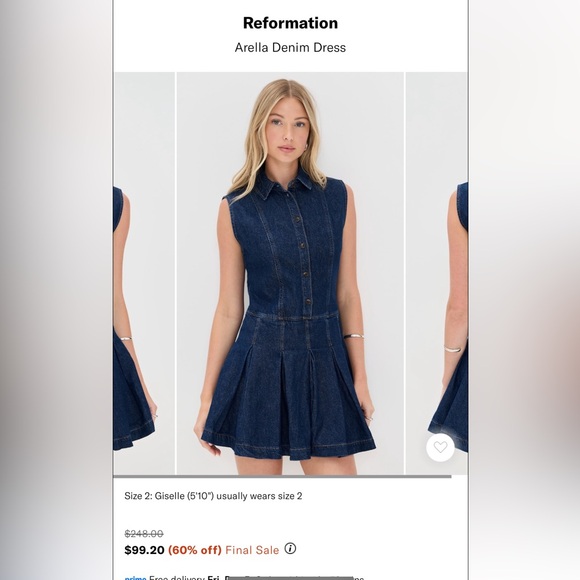 Reformation Dresses & Skirts - Reformation Arella Denim Mini Dress in Dark Blue